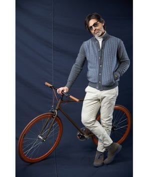 giacca uomo tricot bottoni reciclati